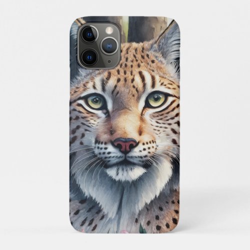 Lynx Watercolor Painting iPhone 11 Pro Case