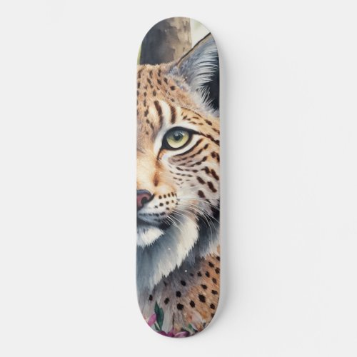 Lynx Watercolor Painting Skateboard