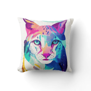 Lynx Wild Nature Animal Color Art Painting Throw Pillow