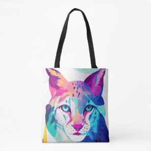 Lynx Wild Nature Animal Color Art Painting Tote Bag
