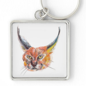 Lynx , wildlife drawing Key Ring