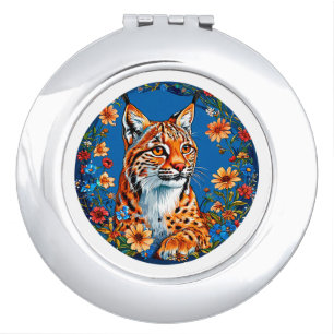 Lynx with vibrant orange fur compact mirror