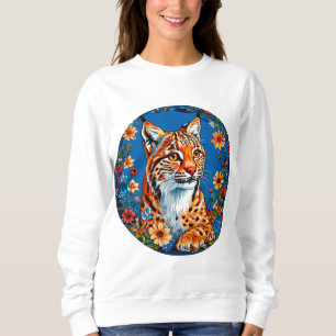 Lynx with vibrant orange fur sweatshirt
