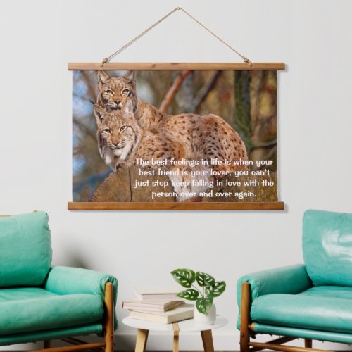  Lynxes on the top of a mountain standing  Hanging Tapestry