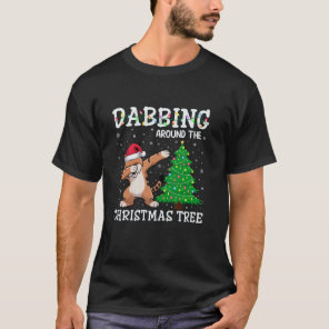 Lynxes Santa Hat Dabbing Around the Christmas Tree T-Shirt