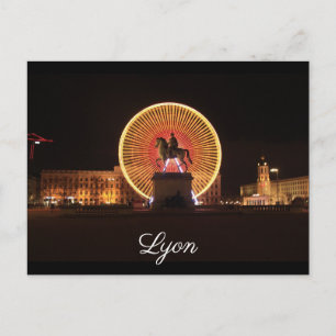 Lyon Bellecour Night Postcard