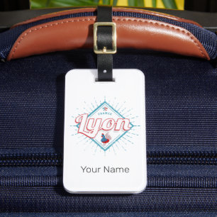 Lyon city France retro rooster vintage souvenir Luggage Tag