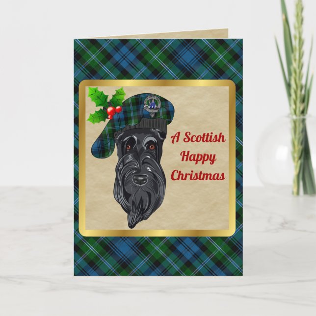 Lyon Clan Badge & Tartan Personalized Xmas Card (Front)
