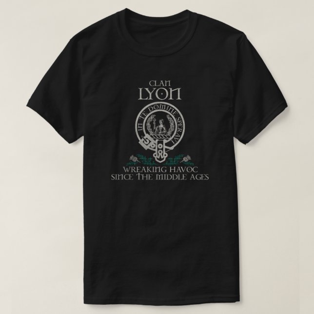 Lyon Clan crest Scottish surname tartan Thistle T-Shirt (Design Front)