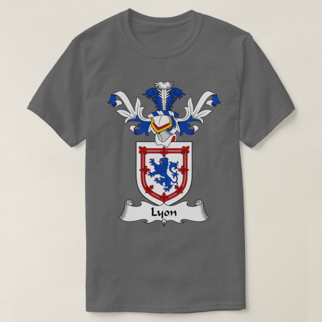 Lyon Coat of Arms Family Crest  T-Shirt (Design Front)