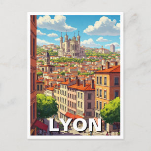 Lyon France Basilica Travel Postcard