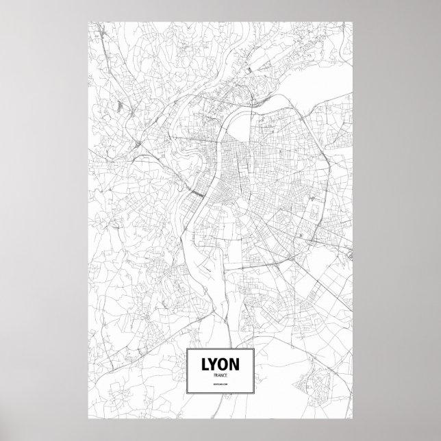 Lyon, France (black on white) Poster (Front)