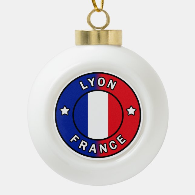 Lyon France Ceramic Ball Christmas Ornament (Front)