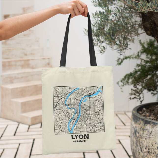 Lyon, France, City Map Tote Bag (Creator Uploaded)