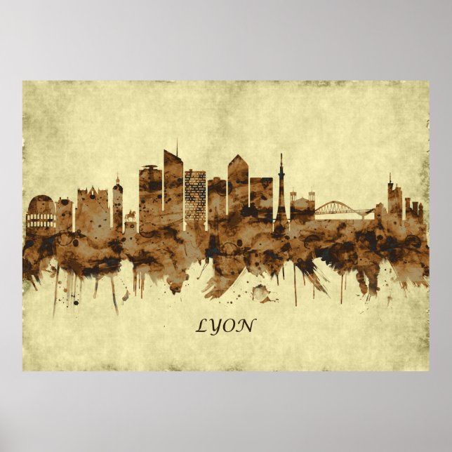 Lyon France Cityscape Poster (Front)