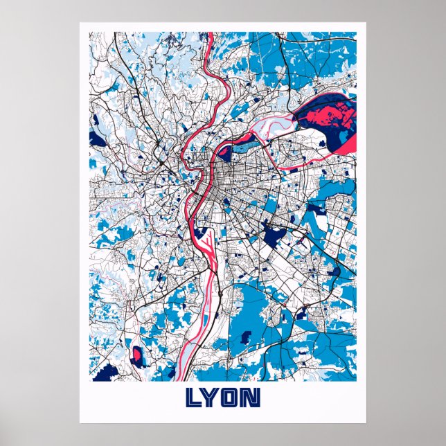 Lyon - France MilkTea City Map Poster (Front)