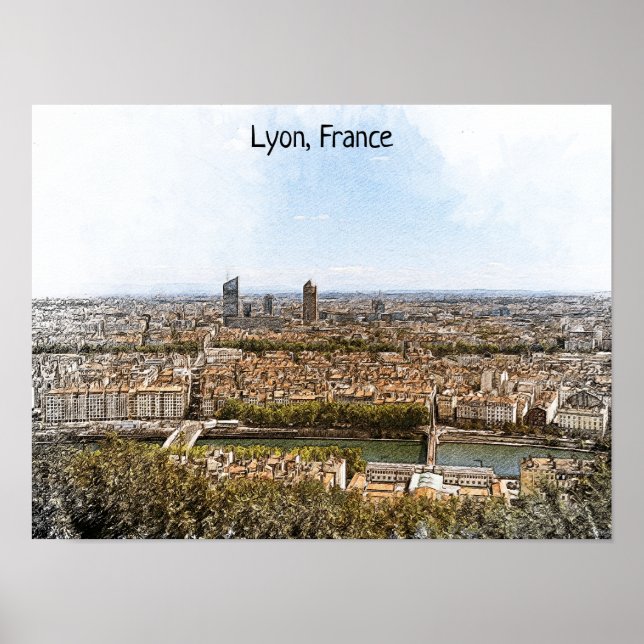 Lyon France Panorama View Poster (Front)