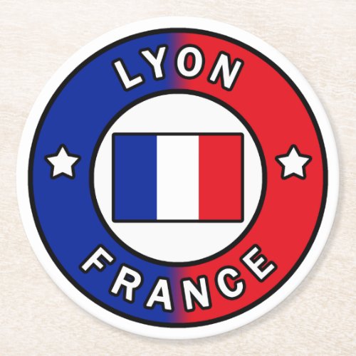 Lyon France Round Paper Coaster