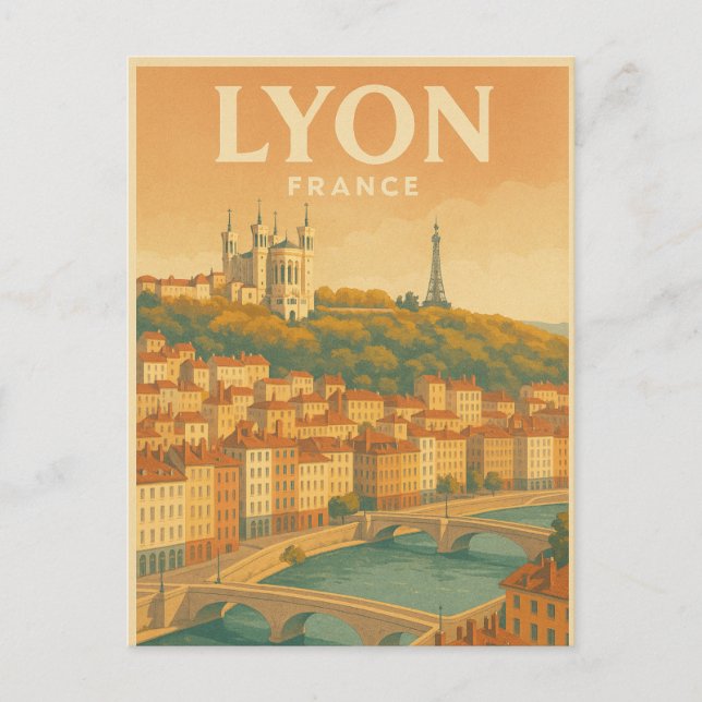 Lyon — France vintage travel Postcard (Front)