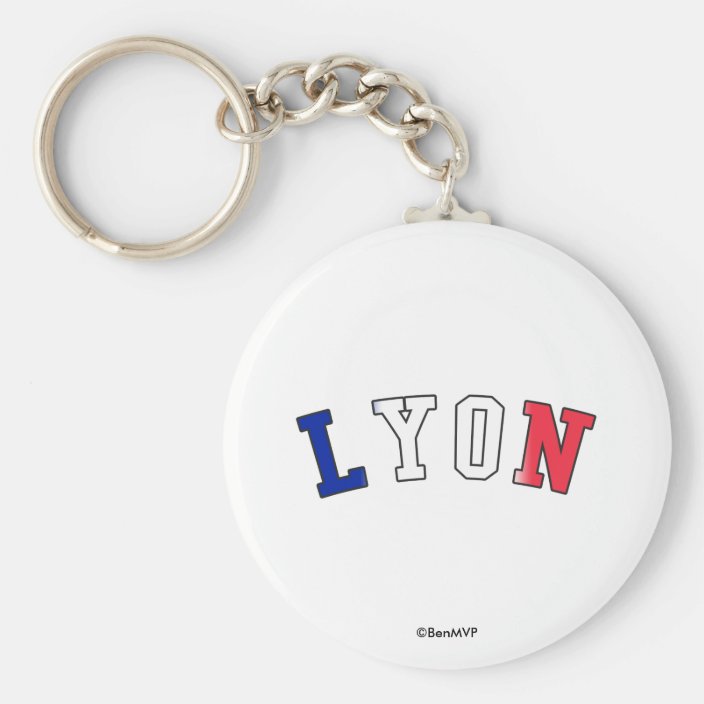 Lyon in France National Flag Colors Key Chain