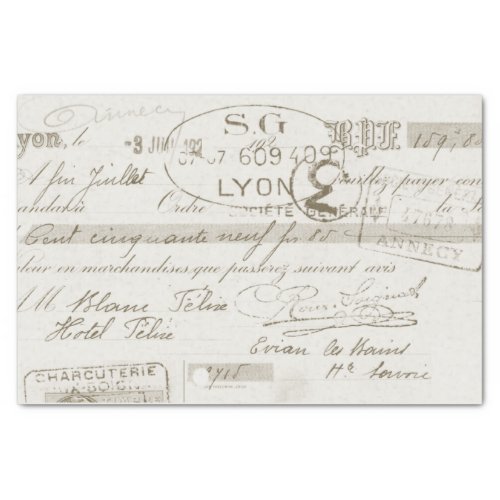 Lyon Invoice Vintage French Script  Tissue Paper
