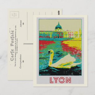 Lyon Rhône river illustration France Postcard