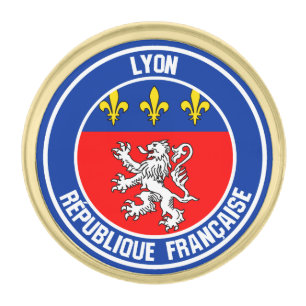 Lyon Round Emblem Gold Finish Lapel Pin