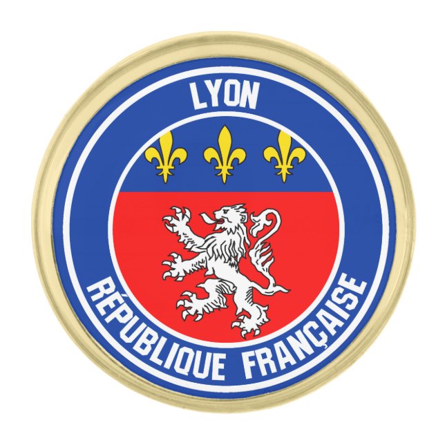 Lyon Round Emblem Gold Finish Lapel Pin (Front)