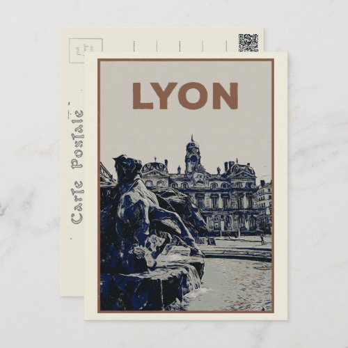Lyon the Bartholdi Fountain illustration France Postcard