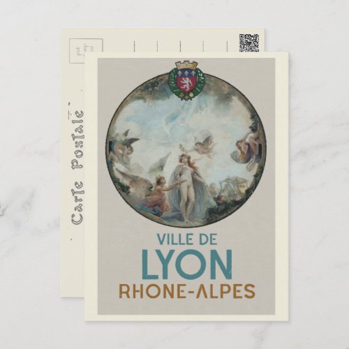Lyon vintage painting France Postcard