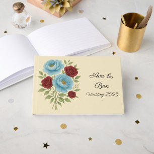 Lyons Blue Peony and Fig Purple Rose Wedding Guest Book