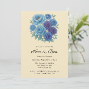 Lyons Blue Peony & Fig Purple Rose Couples Shower Invitation