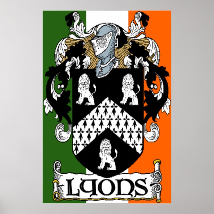 Lyons Coat of Arms Irish Flag Print