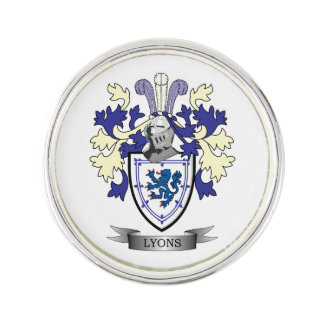 Lyons Family Crest Coat of Arms Lapel Pin