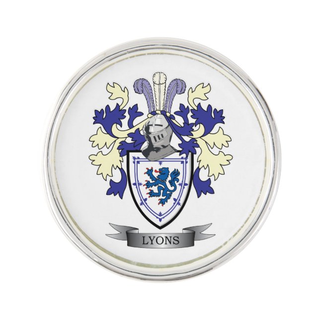 Lyons Family Crest Coat of Arms Lapel Pin (Front)