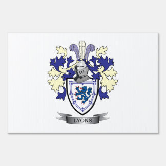 Lyons Family Crest Coat of Arms Yard Sign