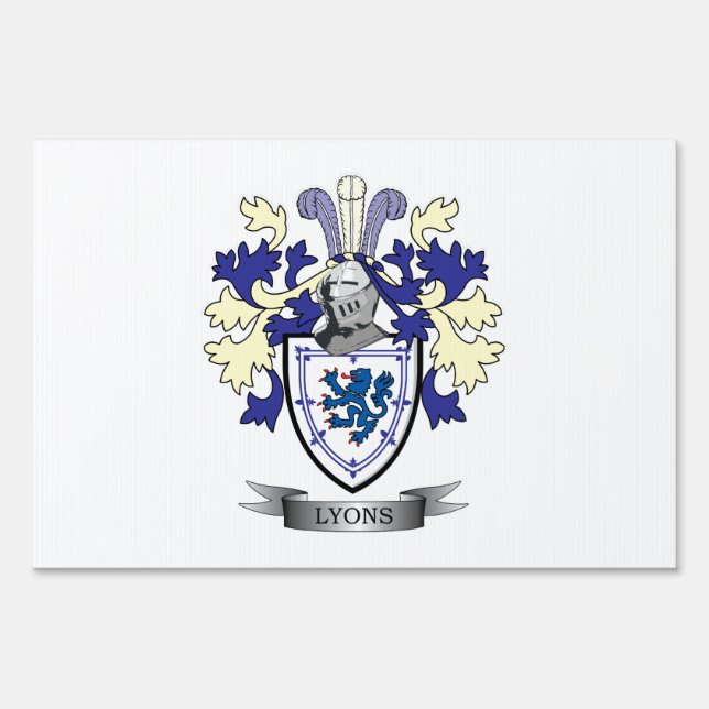 Lyons Family Crest Coat of Arms Yard Sign (Front)