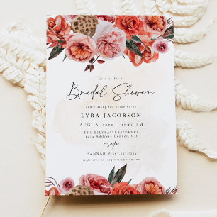 LYRA Bohemian Burgundy Fall Floral Bridal Shower Invitation