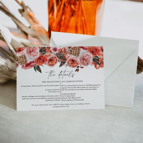 LYRA Bohemian Fall Floral Wedding Details Card