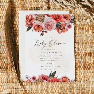 LYRA Bohemian Girl Fall Floral Baby Shower Invitation