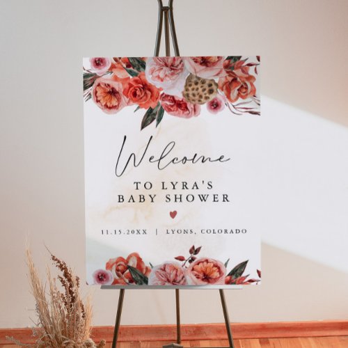 LYRA Boho Fall Floral Baby Shower Welcome Foam Board