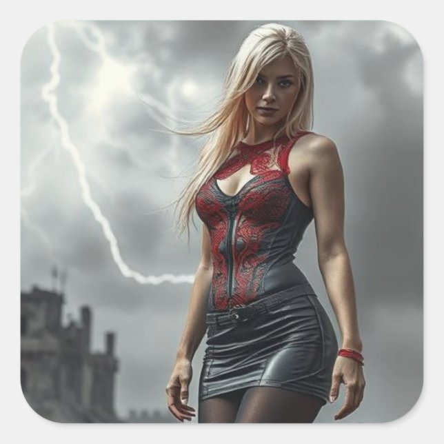 Lyra, daughter of Lightning Square Sticker (Front)