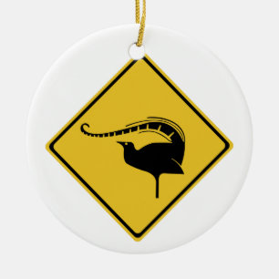 Lyrebird Crossing, Traffic Warning Sign, Australia Ceramic Ornament