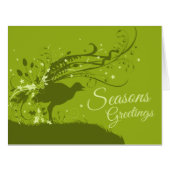 Lyrebird festive green Australian Christmas card (Front Horizontal)