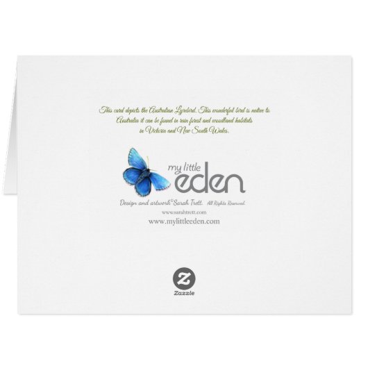 Lyrebird festive green Australian Christmas card (Back Horizontal)