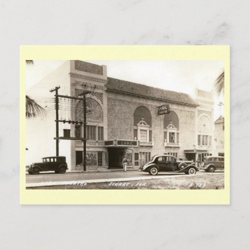 Lyric Movie Theater Stuart Florida Vintage Postcard