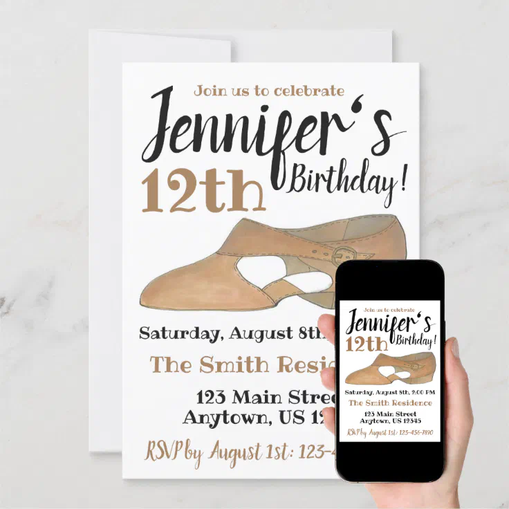 Lyrical Modern Dance Shoe Birthday Party Recital Invitation | Zazzle