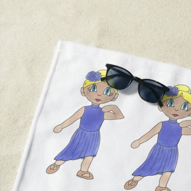 Lyrical Modern Dancer Purple Costume Dance Recital Beach Towel (In Situ)