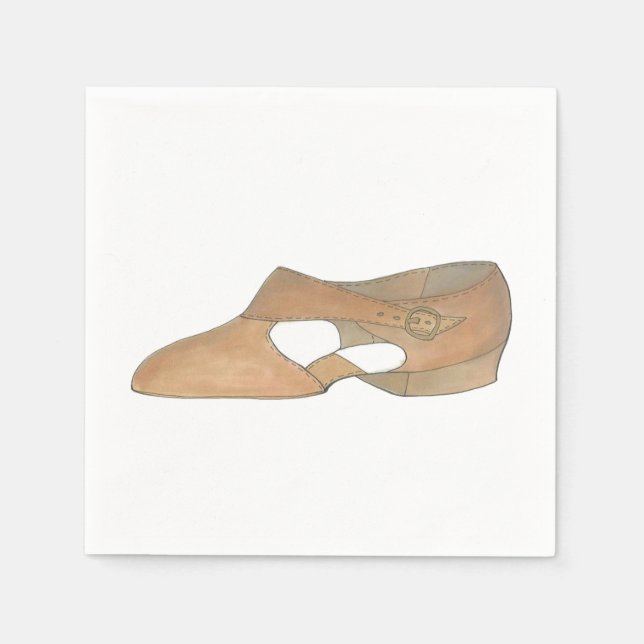 Lyrical Tan Modern Dance Teacher Dancer Shoe Paper Napkins (Front)