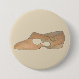 Lyrical Tan Modern Dance Teacher Shoe Print Button